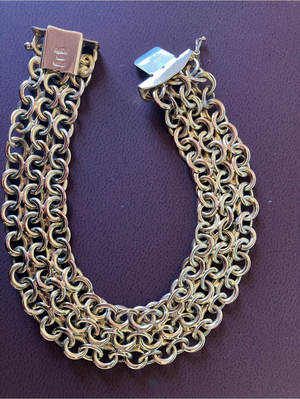 14k Italian Vintage  Gold Multi-Strand Link Bracelet